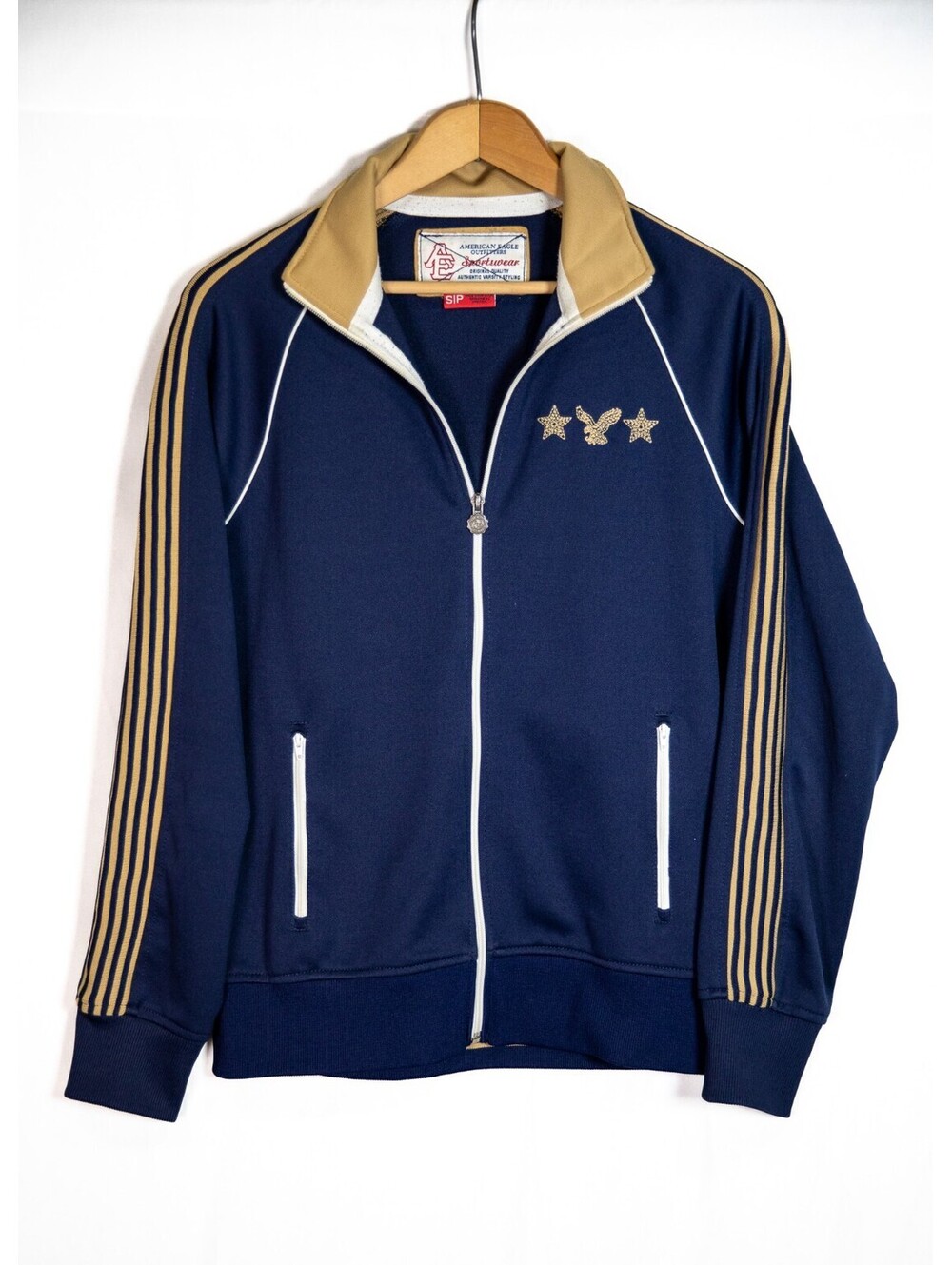 American Eagle Y2K 2000s Varsity Track Jacket Embroidered Logo - Men's S